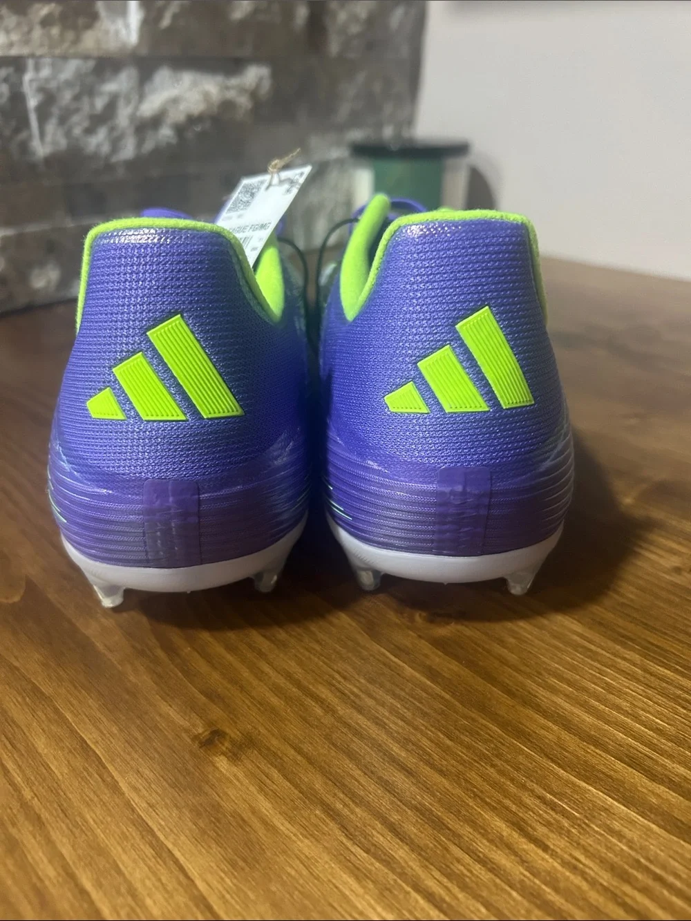 Adidas F50 League FG/MG soccer cleats purple/lucid lemon. Men’s 11.5 women 12.5